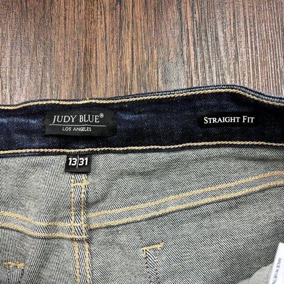 Judy Blue Straight Fit Distressed Jeans Dark Wash Women’s Size 13/31 - Picture 5 of 11
